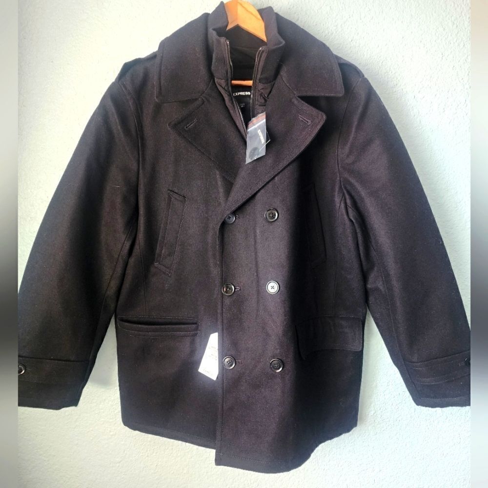 Express Black Peacoat Classic Wool Blend